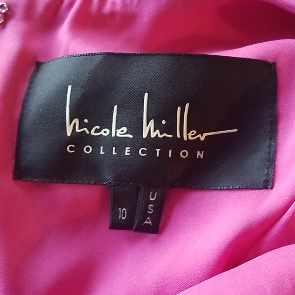 Nicole Miller Fit & Flare Hot Pink Skater Dress 10 - Picture 4 of 5